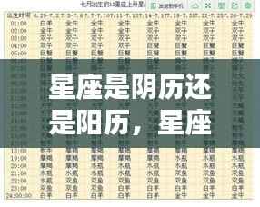 星座运势解析,以阴历还是阳历为基准?揭秘星座背后的时间真相。