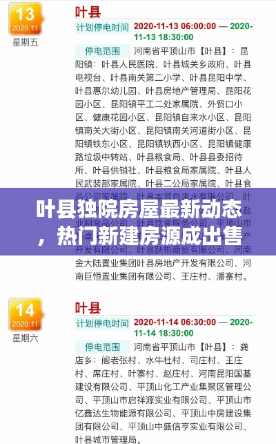 叶县独院房屋最新动态,热门新建房源成出售热门选择